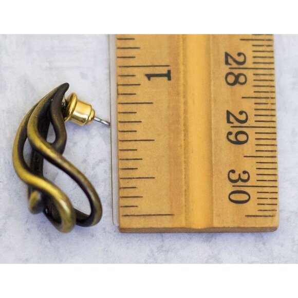 Vintage Flame Abstract Gold Tone Candlelight Stud Earrings - CR1 - Picture 3 of 3